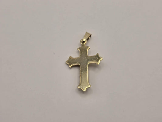 Gold Plated Sterling Silver Crucifix Pendant, Flared Arm Cross with Corpus 925