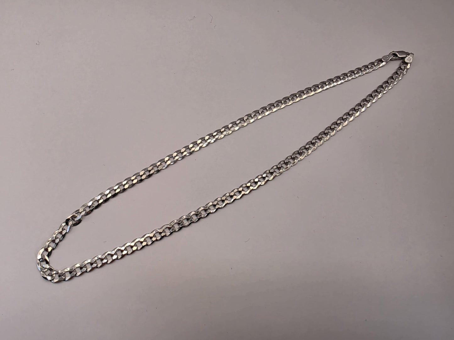 Sterling Silver Cuban Curb Chain Necklace — 4.5mm 16 Inch Choker Length 925