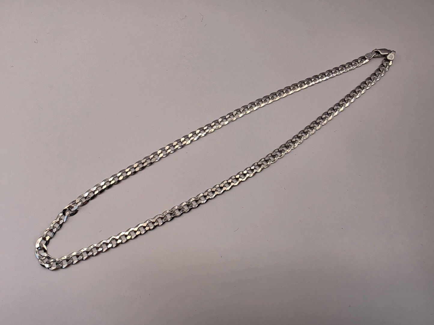 Sterling Silver Cuban Curb Chain Necklace — 4.5mm 16 Inch Choker Length 925