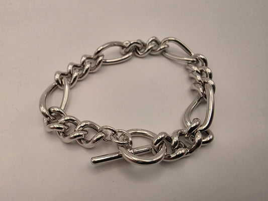 925 Sterling Silver Figaro Link Bracelet | High Polish | 7.5in | Heavy 18g