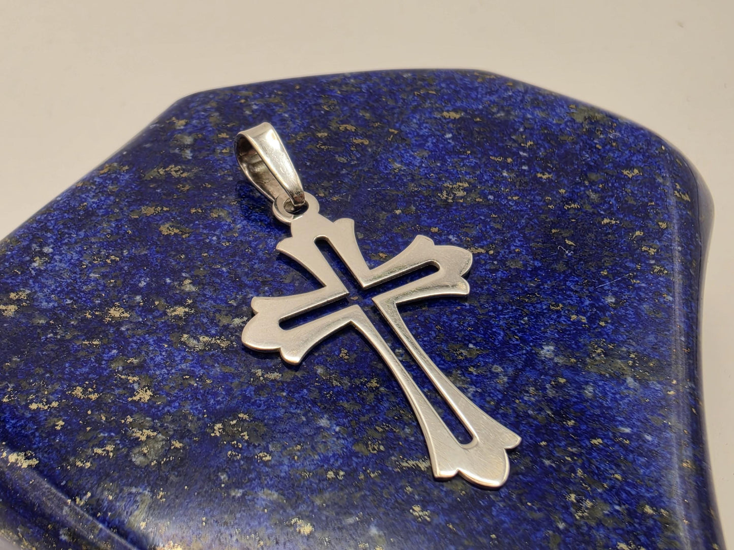 925 Sterling Silver Gothic Cross Pendant | Double Cutout | Fleur Tip Detail | 1"