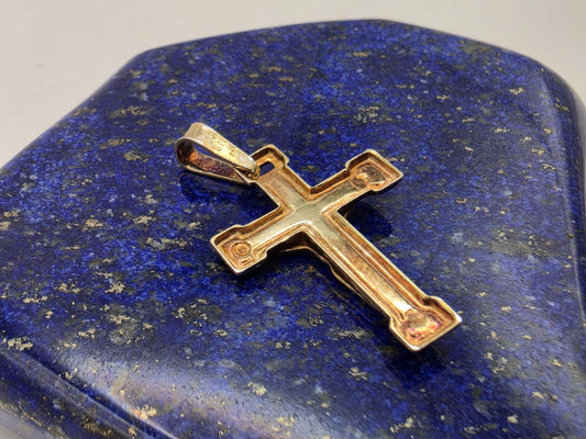Gold Plated Sterling Silver Crucifix Pendant | Corpus Christi Cross | 1" Devotional Charm