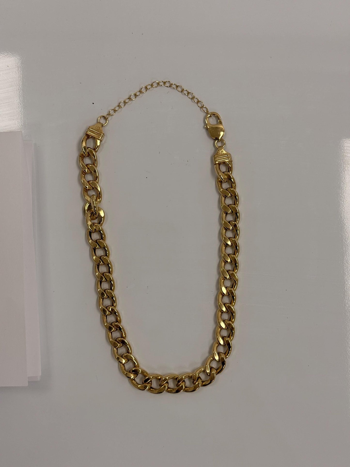 Gold Plated Cuban Link Chain Necklace | 925 Sterling Silver | 17 Inch | 11.2mm | Women's Choker