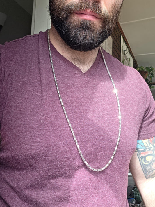 36 Inch Sterling Silver Snake Chain Necklace | Long Italian Cut 925 Silver | Bold Statement Opera Length Chain