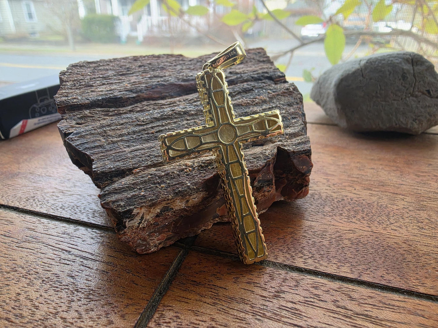 Gold-Plated Sterling Silver Nugget Texture Cross Pendant — 2 Inch Large Cross — 13g 925 Silver — Hip Hop Cross, Religious Gift, Men's Gold