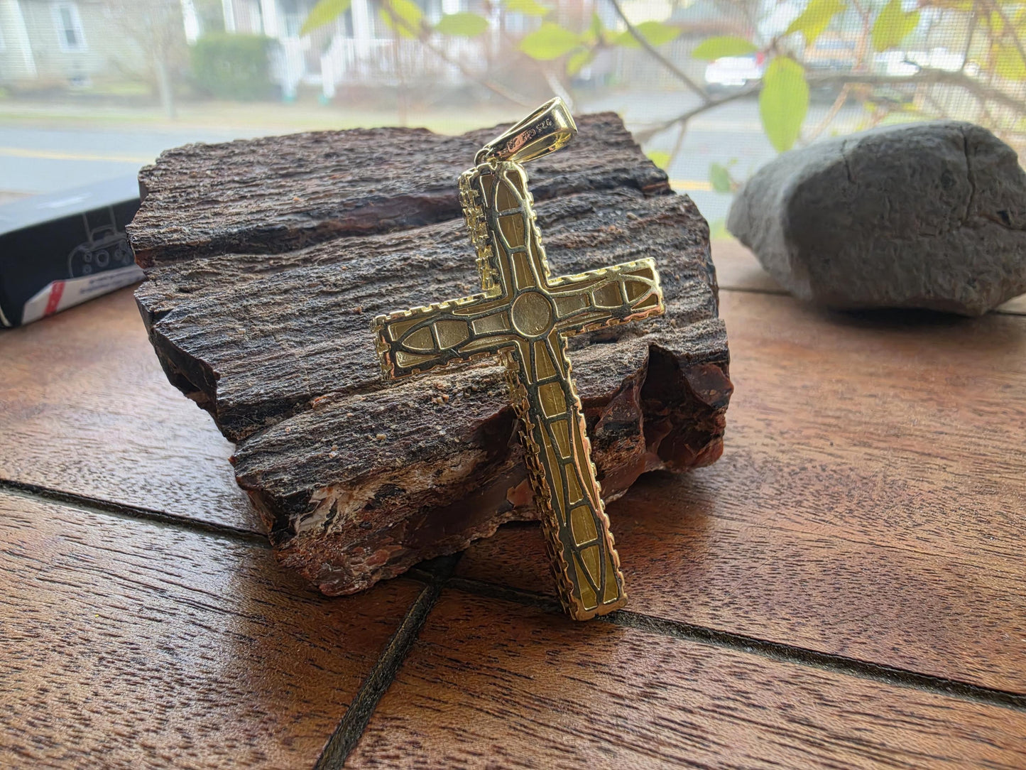 Gold-Plated Sterling Silver Nugget Texture Cross Pendant — 2 Inch Large Cross — 13g 925 Silver — Hip Hop Cross, Religious Gift, Men's Gold