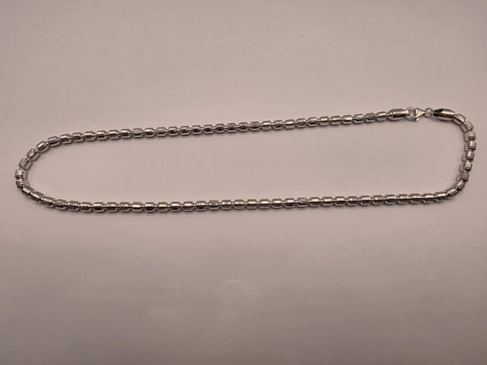 Sterling Silver Ribbed Bead Chain Necklace | 925 Silver | 20 Inch | 4.85mm Oval Bead Chain