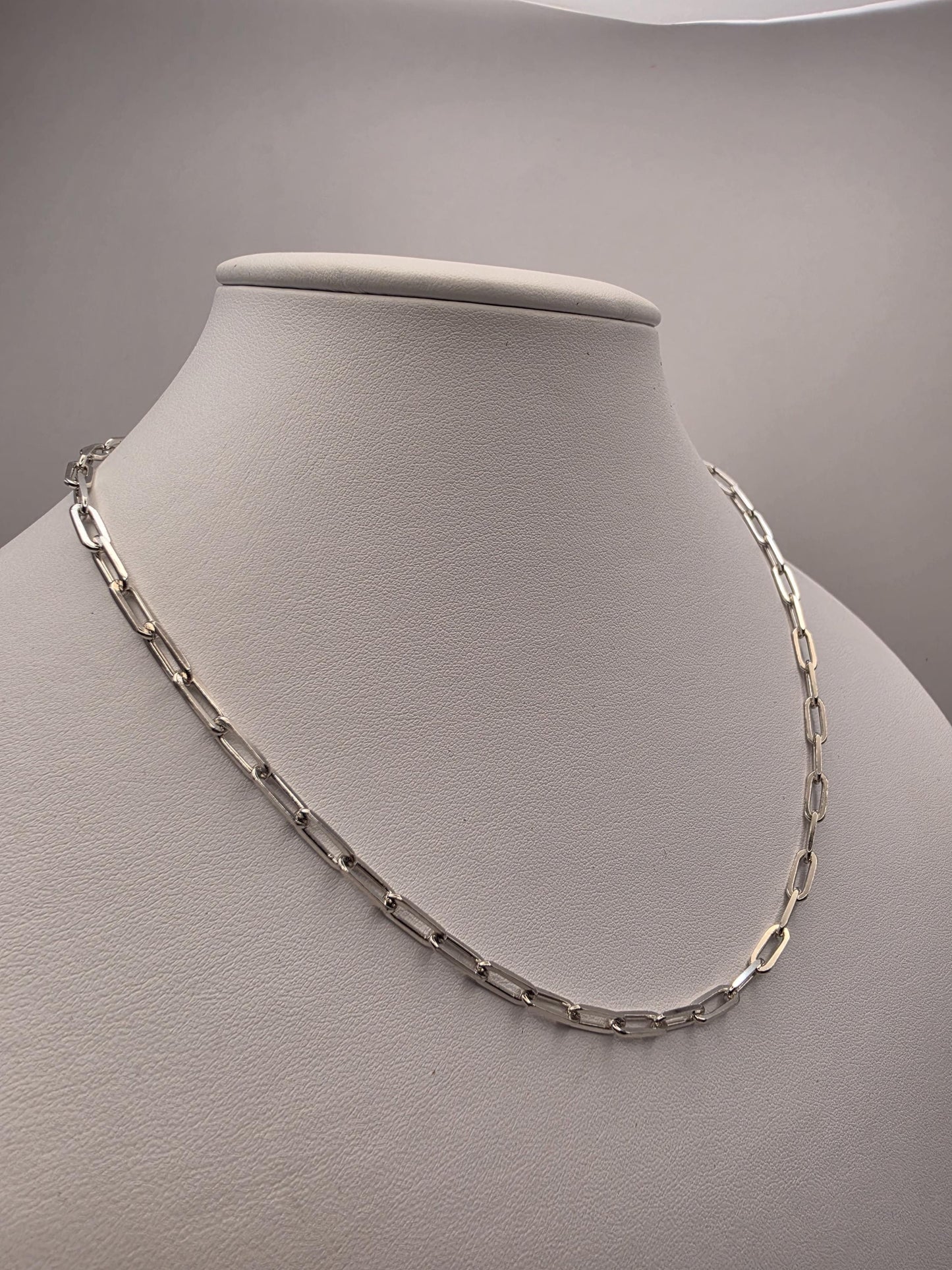 Sterling Silver Paperclip Chain Necklace | 925 Silver | 18 Inch | 3.8mm Paperclip Link Chain