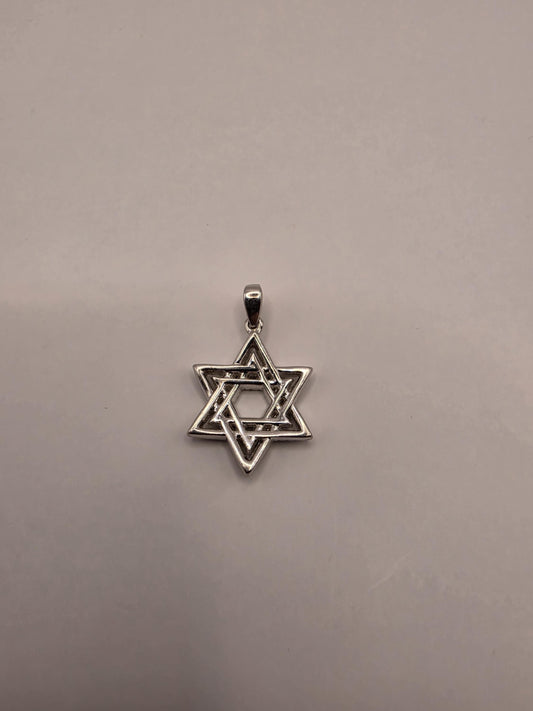 Sterling Silver Star of David Pendant | 925 Silver CZ Star of David Charm | Jewish Star Necklace Pendant