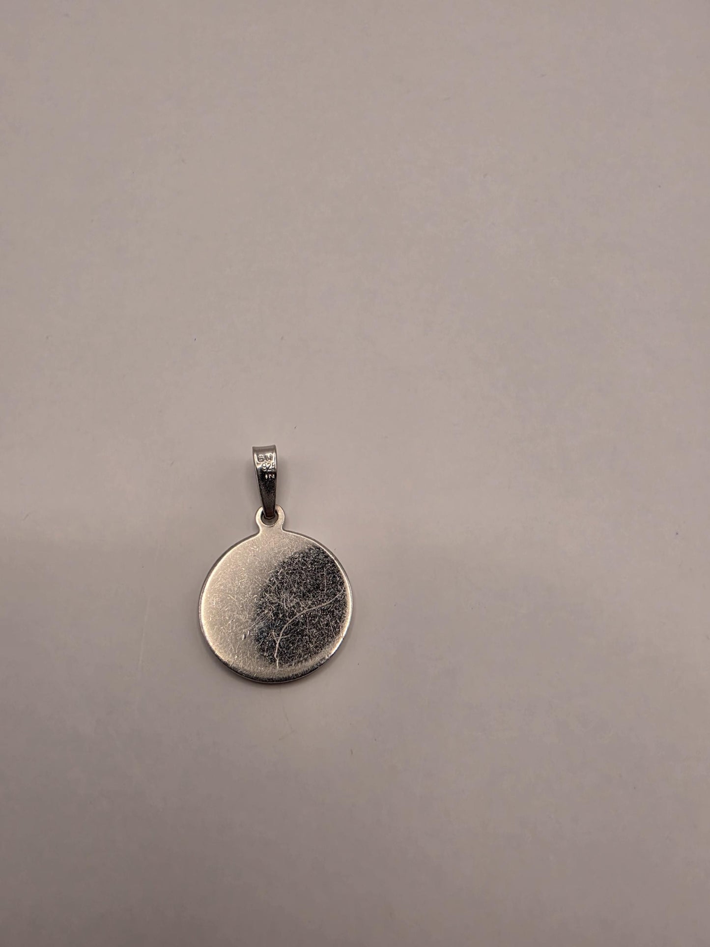 Sterling Silver Madonna and Child Pendant Round Mary