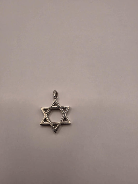 Sterling Silver Star of David Pendant | 925 Silver Open Cut Jewish Star Charm | Magen David Necklace Pendant