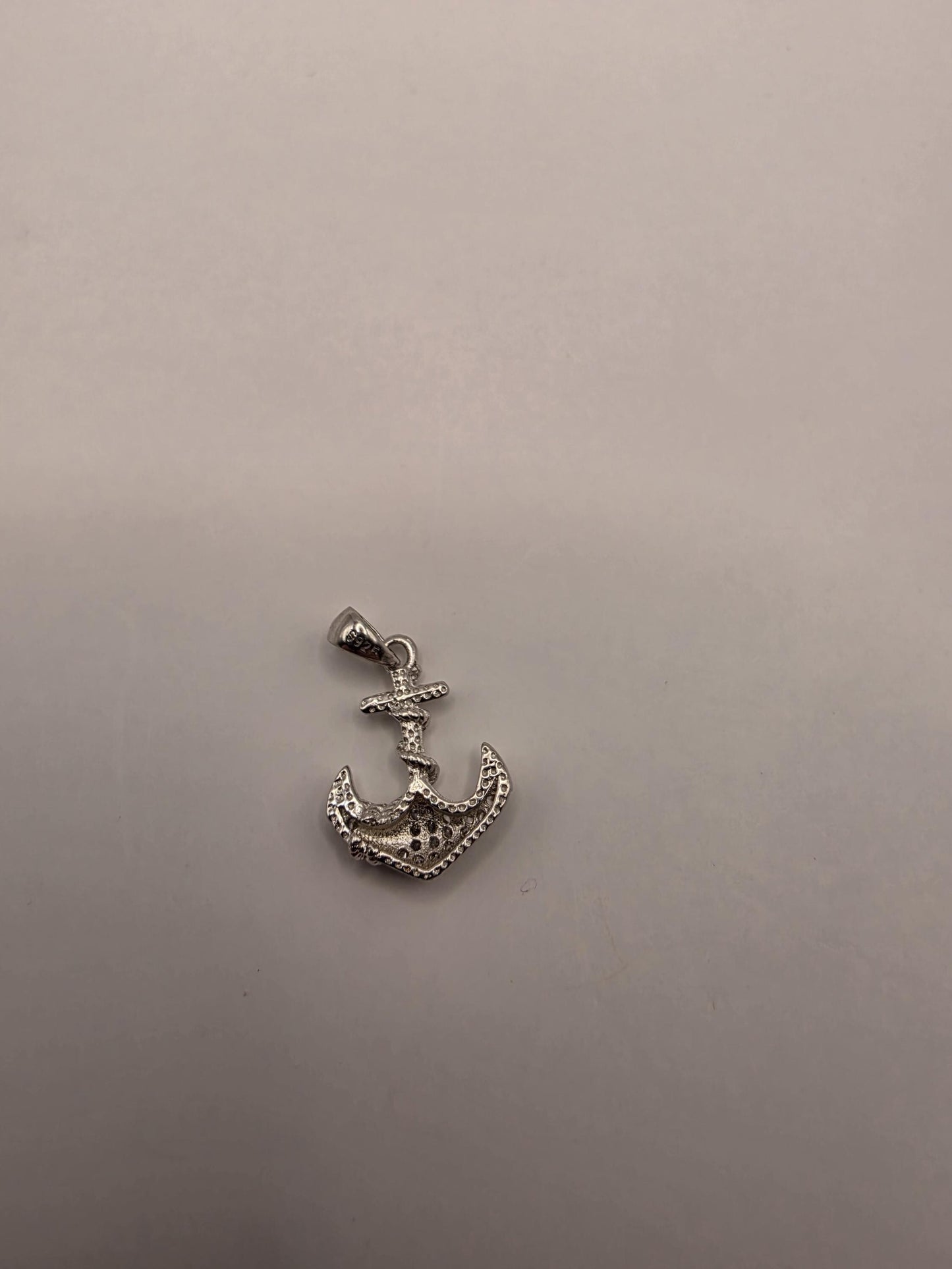 Sterling Silver Anchor Pendant | 925 Silver Nautical Anchor Charm | Rope Anchor Necklace Pendant