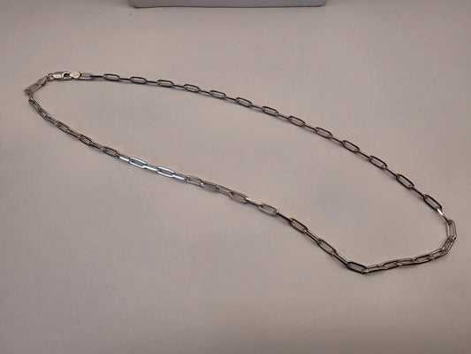 Sterling Silver Paperclip Chain Necklace | 925 Silver | 20 Inch | 3.84mm | Elongated Link Layering Chain | Mens Womens Unisex