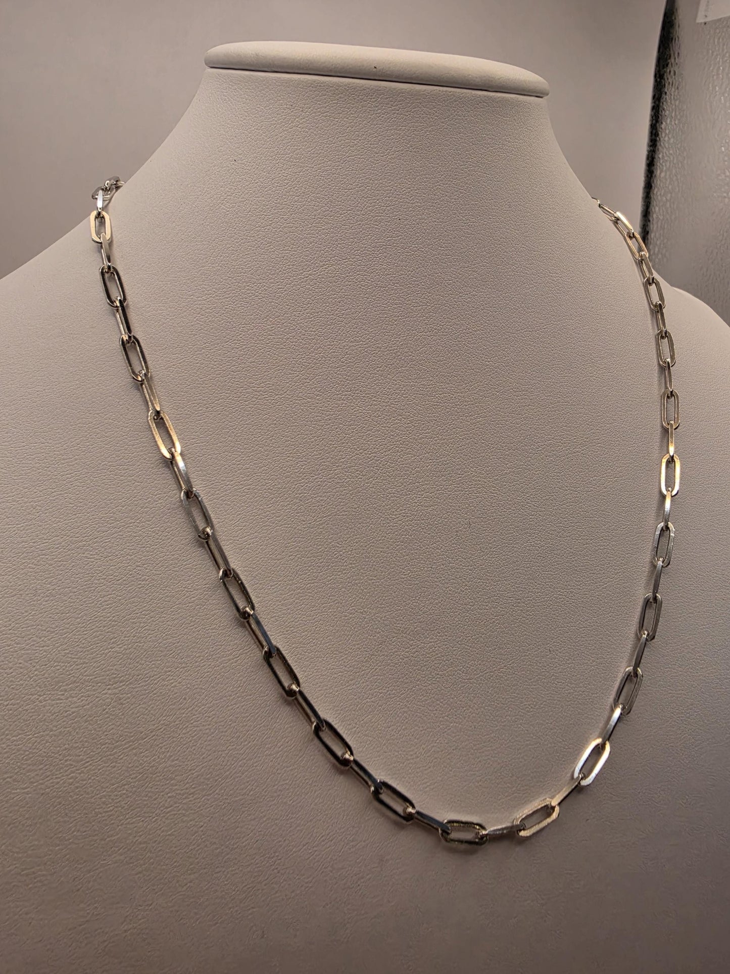 Sterling Silver Paperclip Chain Necklace | 925 Silver | 20 Inch | 3.84mm | Elongated Link Layering Chain | Mens Womens Unisex