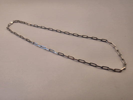 Sterling Silver Paperclip Chain Necklace | 925 Silver | 18 Inch | 4mm | Chunky Elongated Link | Mens Womens Unisex Chain