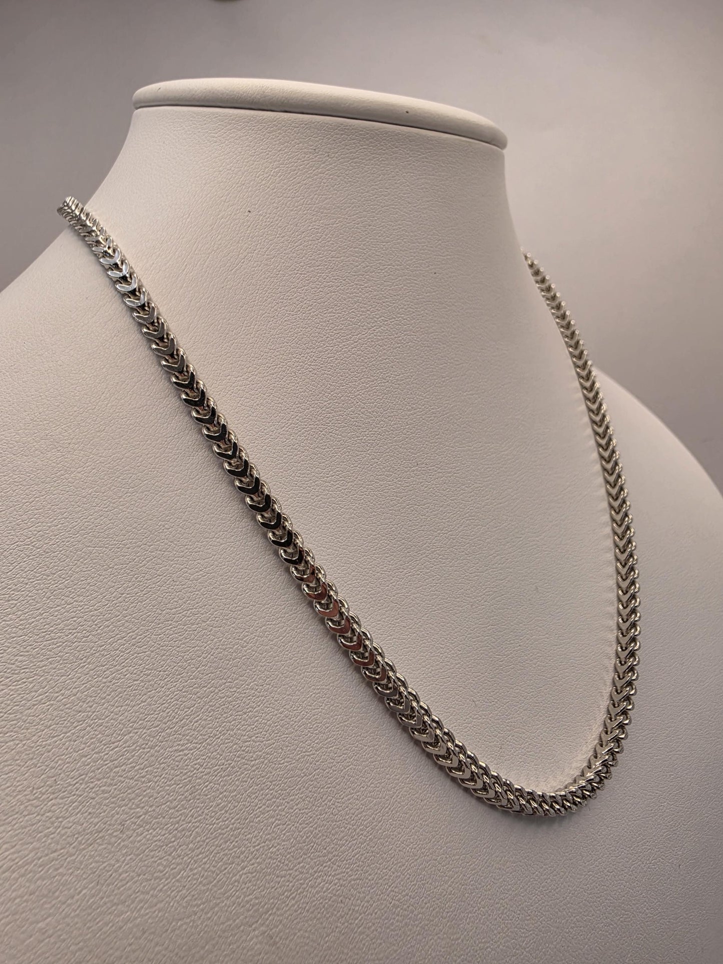 Sterling Silver Franco Chain Necklace | 925 Silver | 18 Inch | 4.54mm | Box Weave | Mens Womens Unisex Chain