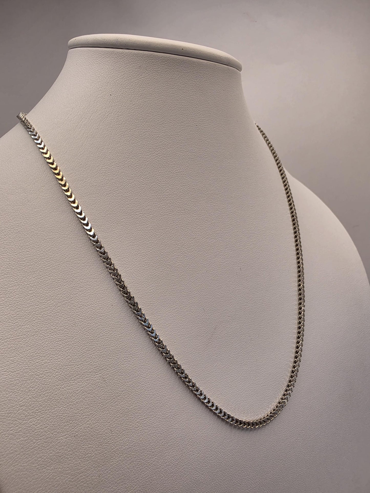 Sterling Silver Franco Chain Necklace | 925 Silver | 20 Inch | 2.5mm | Box Weave | Mens Womens Unisex Chain