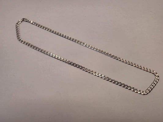 Sterling Silver Curb Chain Necklace | 925 Silver | 18 Inch | 4.62mm | Flat Cuban Link | Mens Womens Unisex Chain