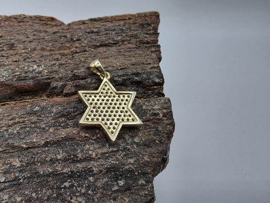 Gold Plated Sterling Silver Pave CZ Star of David Pendant 19mm Solid Iced Out 925 Jewish Jewelry 2g