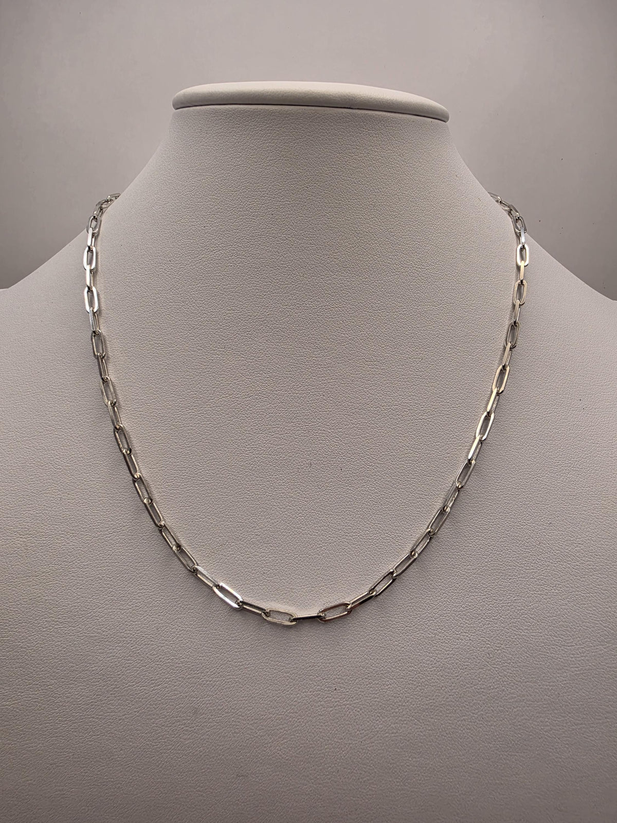 Sterling Silver Paperclip Chain Necklace | 925 Silver | 18 Inch | 3.2mm | Elongated Link Layering Chain | Unisex
