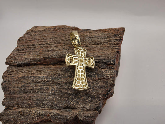 Gold Plated Sterling Silver Baguette CZ Crucifix Pendant 27mm x 19mm Iced Out 925 Religious Jewelry 8g
