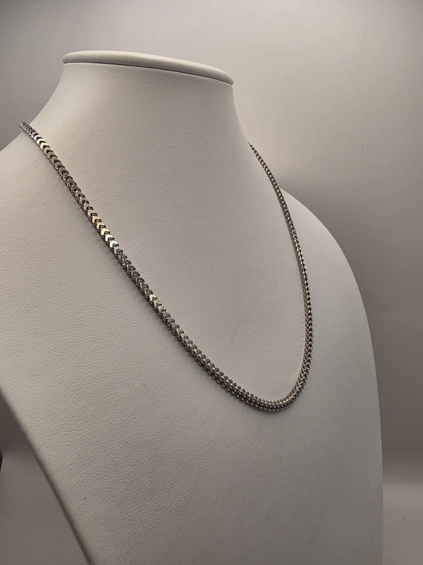 Sterling Silver Franco Chain Necklace | 925 Silver | 20 Inch | 2.9mm | Box Weave | Mens Womens Unisex Chain