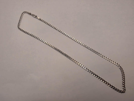 Sterling Silver Curb Chain Necklace | 925 Silver | 18 Inch | 3.75mm | Flat Cuban Link | Mens Womens Unisex Chain