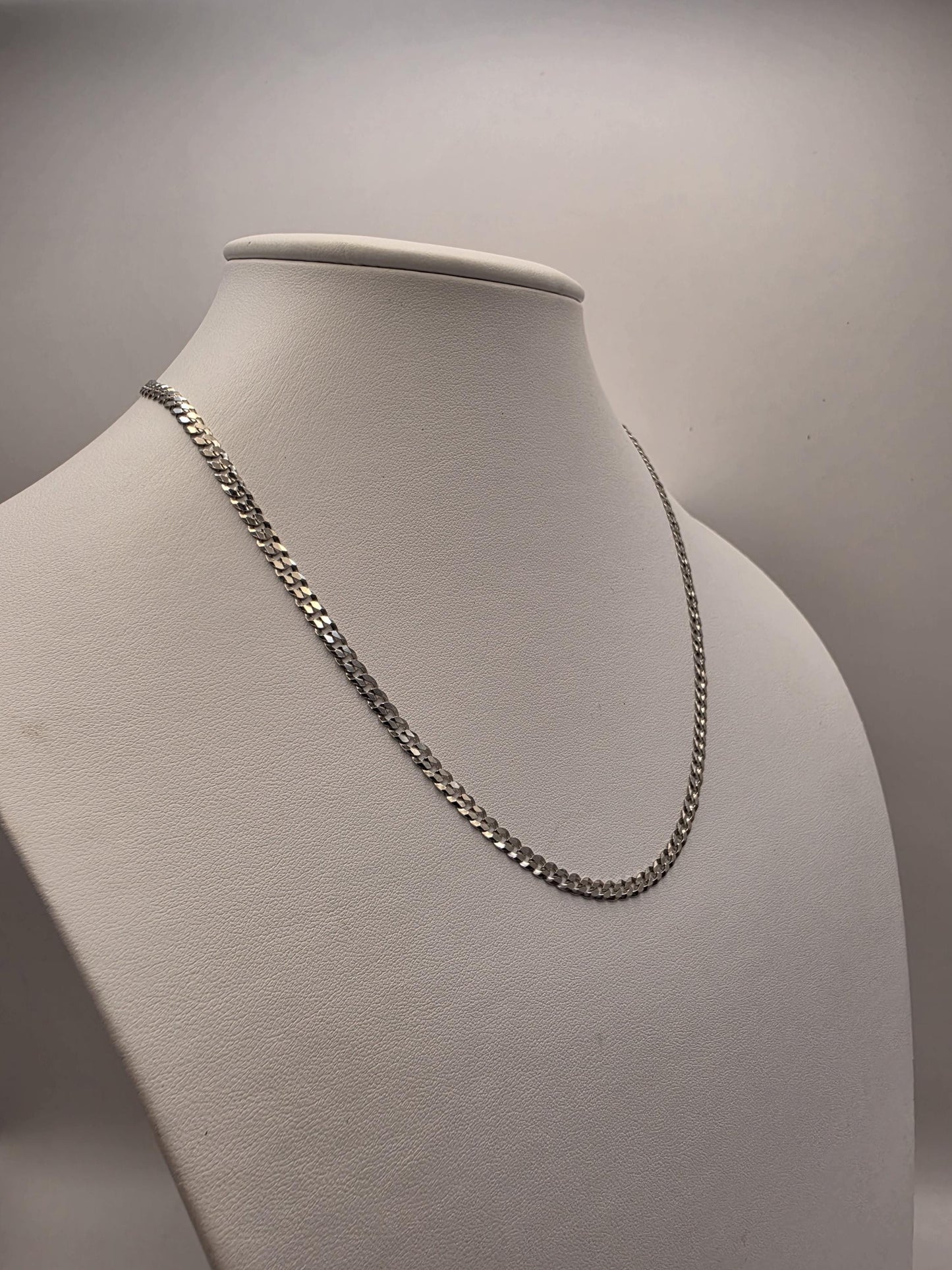 Sterling Silver Curb Chain Necklace | 925 Silver | 18 Inch | 3.75mm | Flat Cuban Link | Mens Womens Unisex Chain