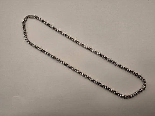 Sterling Silver Box Chain Necklace | 925 Silver | 16 Inch | 3.75mm | Rounded Box Link | Mens Womens Unisex Chain