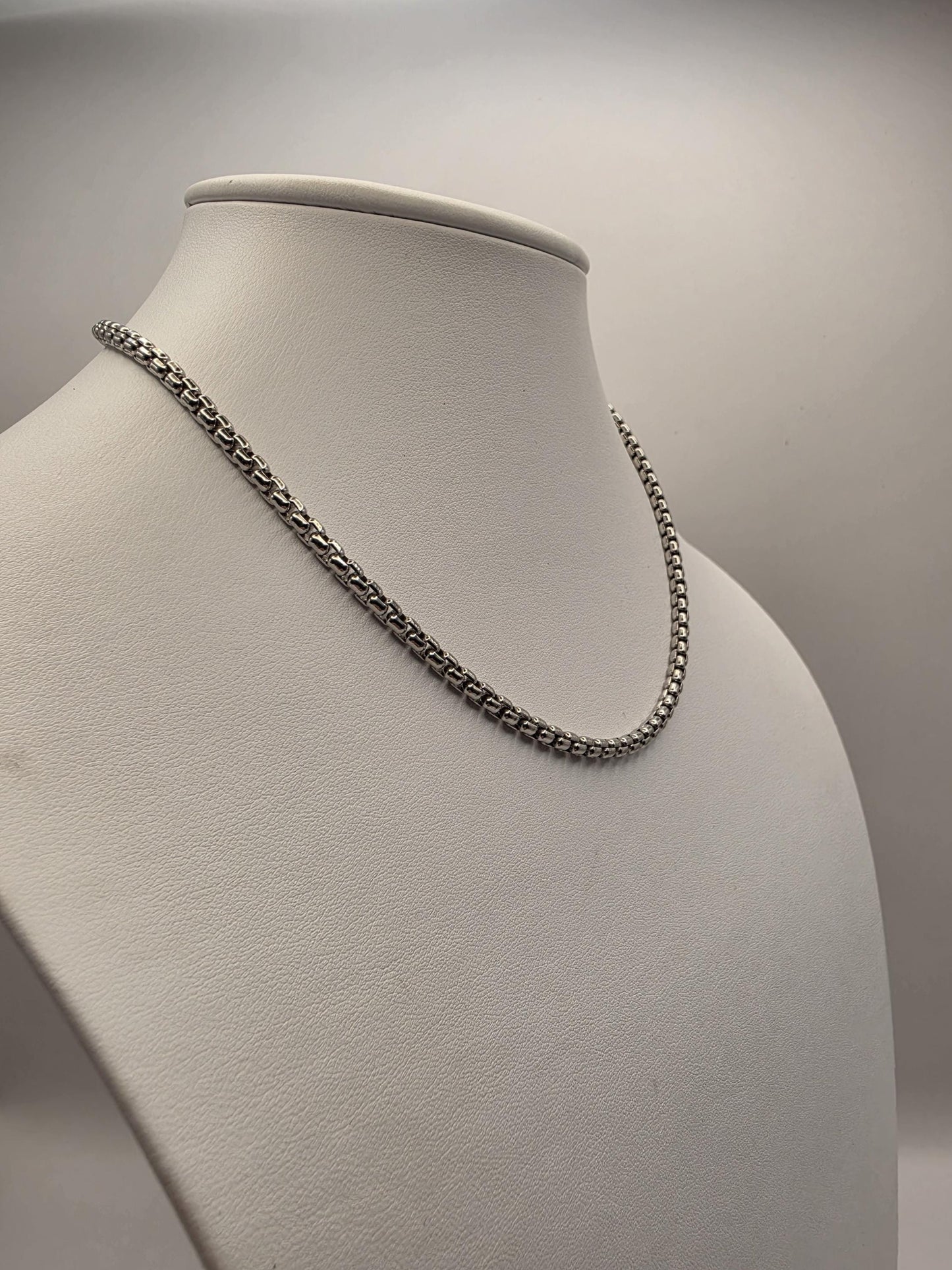 Sterling Silver Box Chain Necklace | 925 Silver | 16 Inch | 3.75mm | Rounded Box Link | Mens Womens Unisex Chain