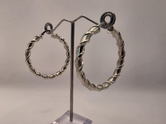 Sterling Silver Twisted Hoop Earrings | 925 Silver | 1.75 Inch | Chunky Twisted Rope Hoops | Womens Statement Hoops