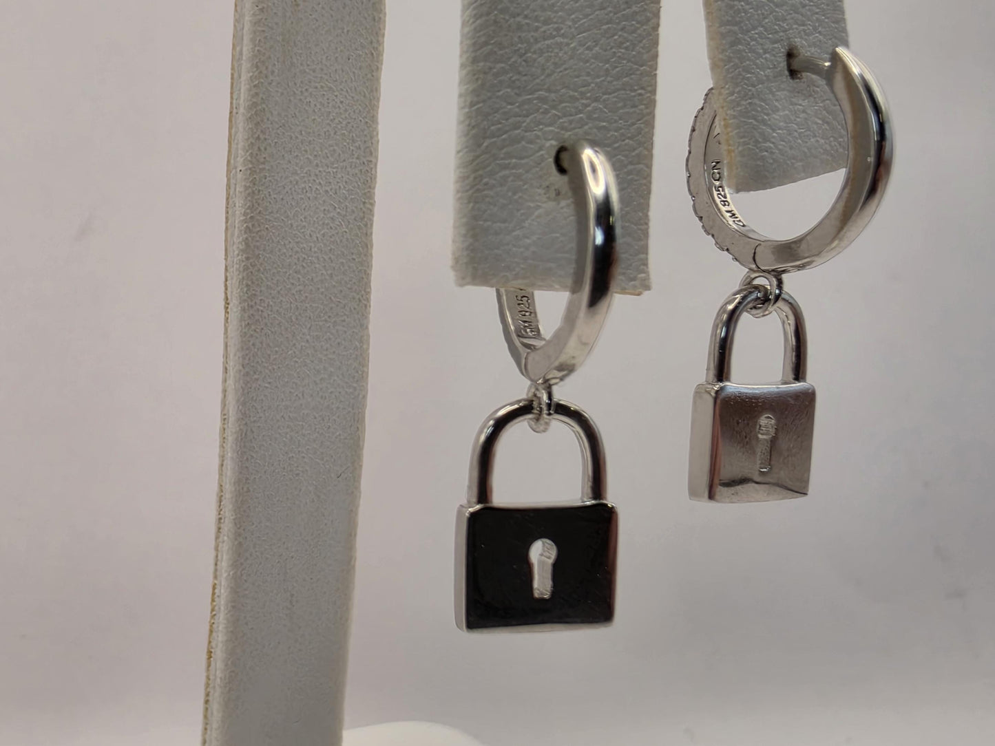Sterling Silver Padlock Drop Earrings | 925 Silver | CZ Huggie Hoops | Lock Charm Dangle | Womens Edgy Drop Earrings