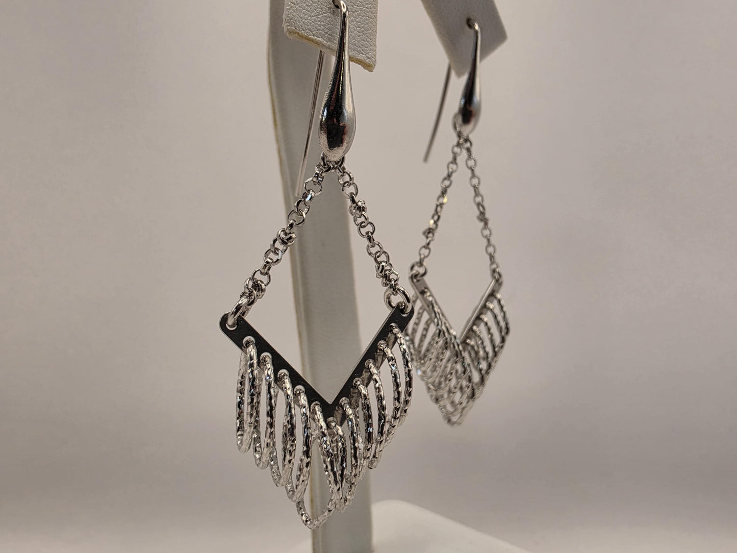 Sterling Silver Chandelier Drop Earrings | 925 Silver | Fringe Dangle | Diamond Cut Tassel | Womens Statement Earrings