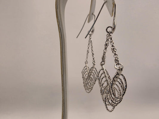 Sterling Silver Chandelier Drop Earrings | 925 Silver | Fringe Dangle | Diamond Cut Tassel | Womens Statement Earrings