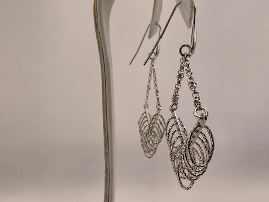 Sterling Silver Chandelier Drop Earrings | 925 Silver | Fringe Dangle | Diamond Cut Tassel | Womens Statement Earrings