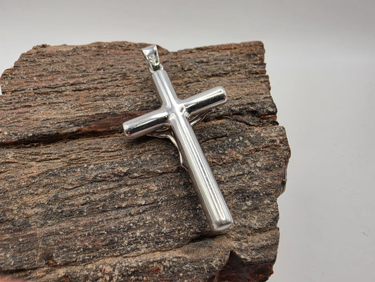 Sterling Silver Crucifix Pendant with Detailed Jesus Figure 925 Polished Christian Necklace Religious Catholic Faith Jewelry