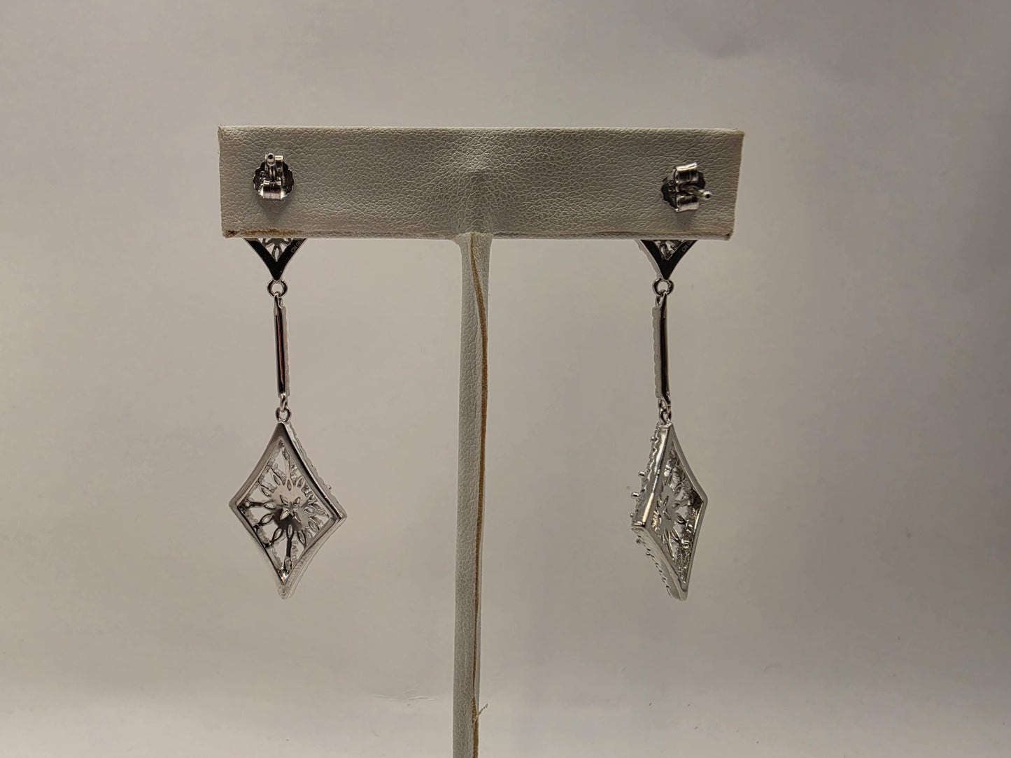 Sterling Silver Art Deco CZ Kite Drop Earrings 925 Marquise Pave Vintage Style Bridal Wedding Jewelry Gift for Her