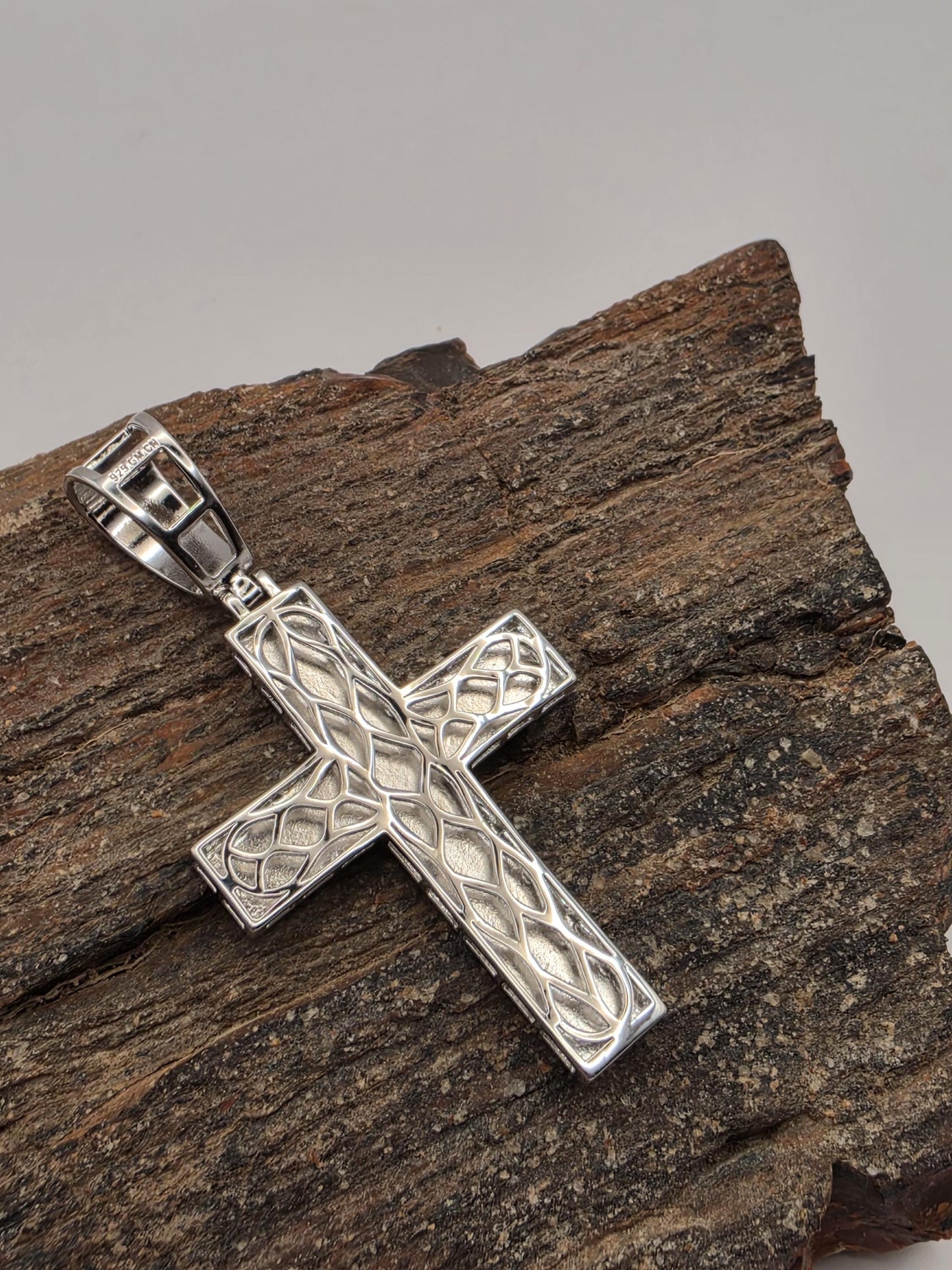 Sterling Silver Modern Polished Cross Pendant | 925 Silver | 41mm | Minimalist Cross Charm