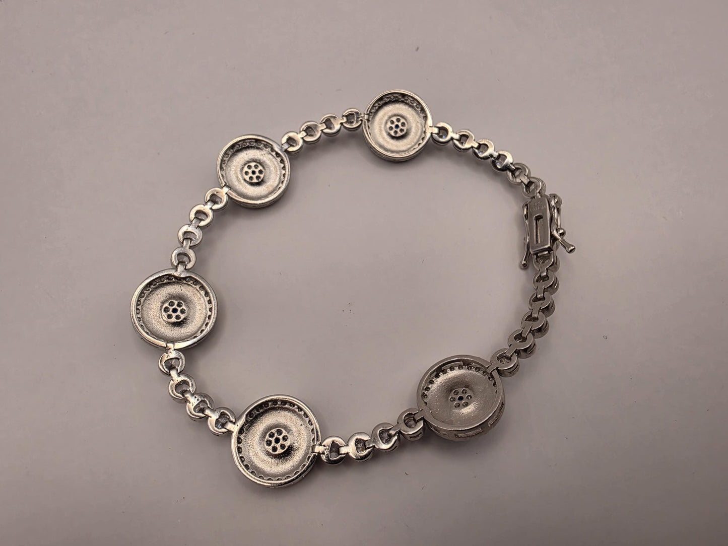 Sterling Silver Turquoise Evil Eye Station Bracelet | 925 Silver | 7.75 Inch | CZ Halo Tennis