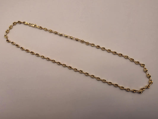 18K Gold Plated Mariner Link Necklace, Puffed Anchor Link Chain, Sterling Silver, 20" 4.5mm, Unisex Gold Layering Chain, Gift for Her or Him