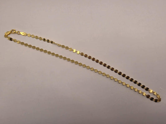 18K Gold Plated Sequin Chain Necklace, Sterling Silver, 16.5 in 4.38mm, Flat Mirror Disc Chain, Dainty Gold Layering Necklace, Gift for Her