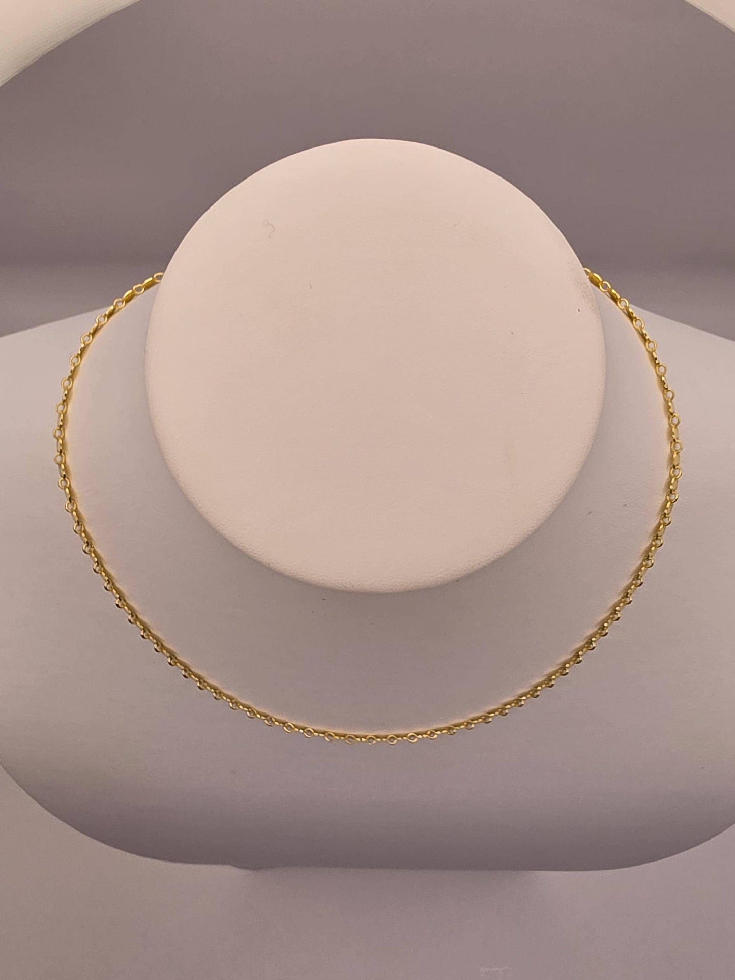 18K Gold Plated Sequin Chain Necklace, Sterling Silver, 16.5 in 4.38mm, Flat Mirror Disc Chain, Dainty Gold Layering Necklace, Gift for Her