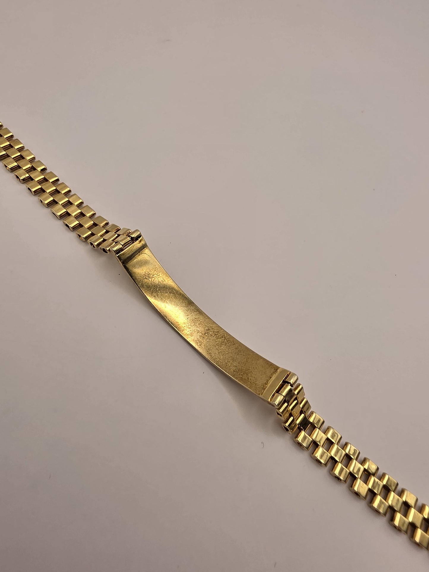 18K Gold Plated Watch Link ID Bracelet, Mens Bracelet, Sterling Silver, 8.5 in 8mm, Polished ID Bar, Unisex Gold Bracelet, Gift for Him