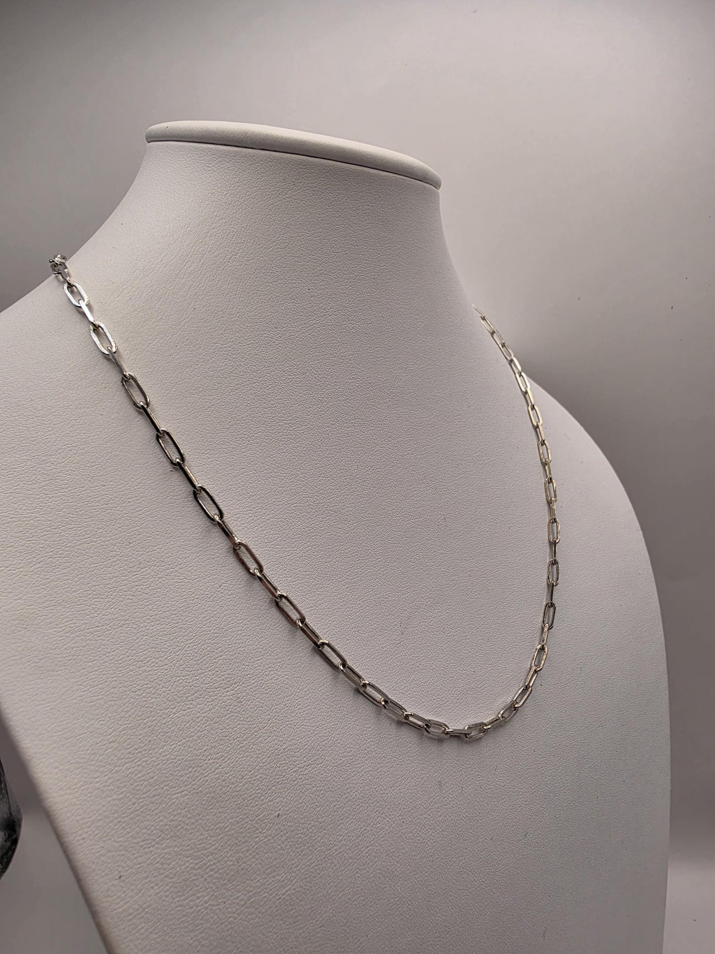Sterling Silver Paperclip Chain Necklace | 925 Silver | 20 Inch | 3.3mm | Elongated Link Layering Chain | Unisex