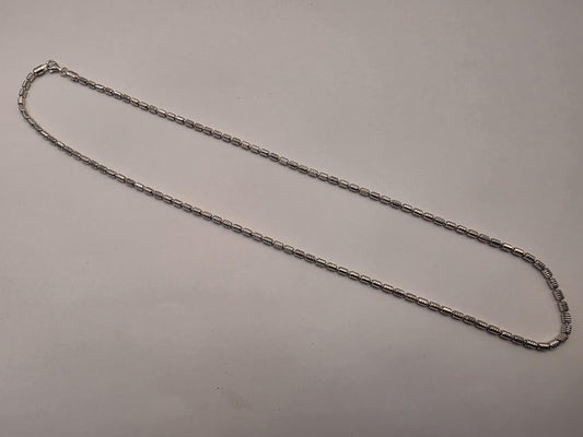Sterling Silver Beaded Bar Chain Necklace | 925 Silver | 22 Inch | 2.93mm | Diamond Cut Link | Mens Womens Unisex