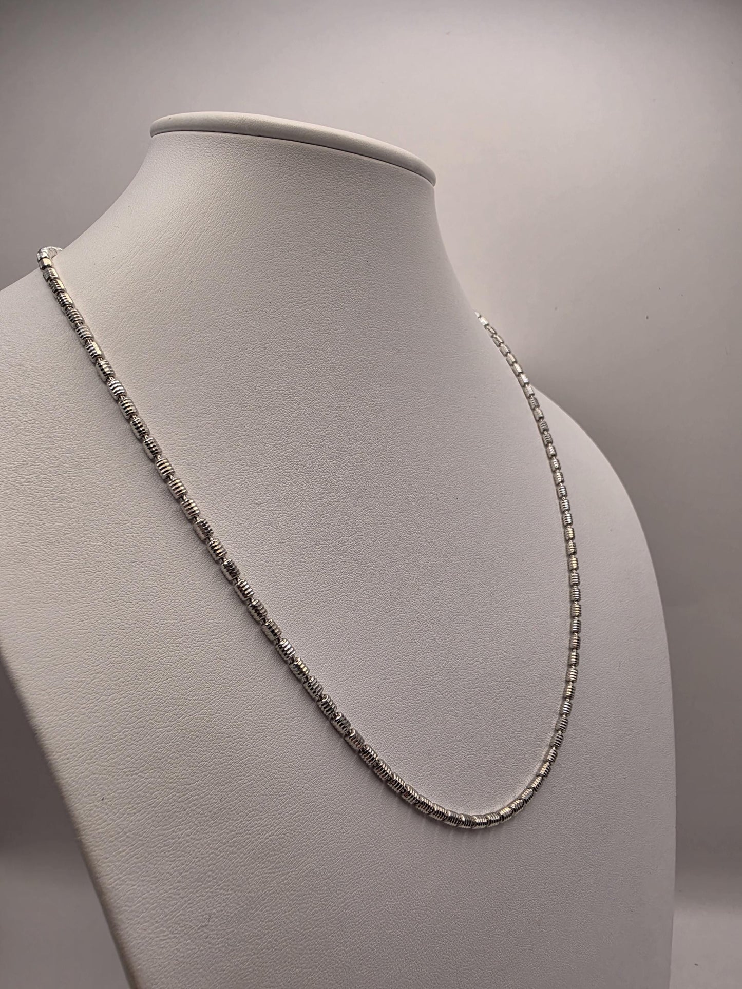 Sterling Silver Beaded Bar Chain Necklace | 925 Silver | 22 Inch | 2.93mm | Diamond Cut Link | Mens Womens Unisex