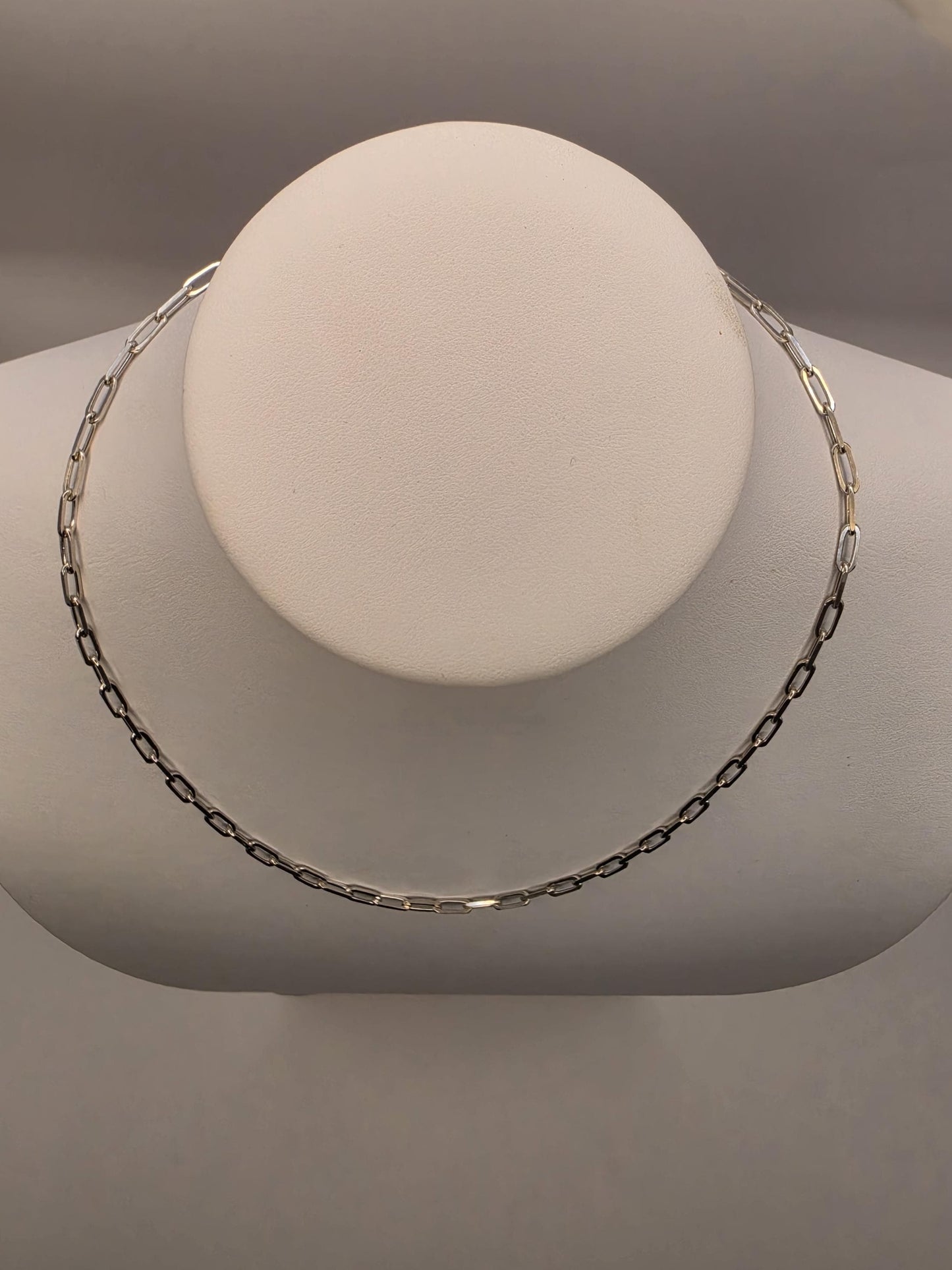 Sterling Silver Paperclip Chain Necklace | 925 Silver | 18 Inch | 3.2mm | Elongated Link Layering Chain | Unisex