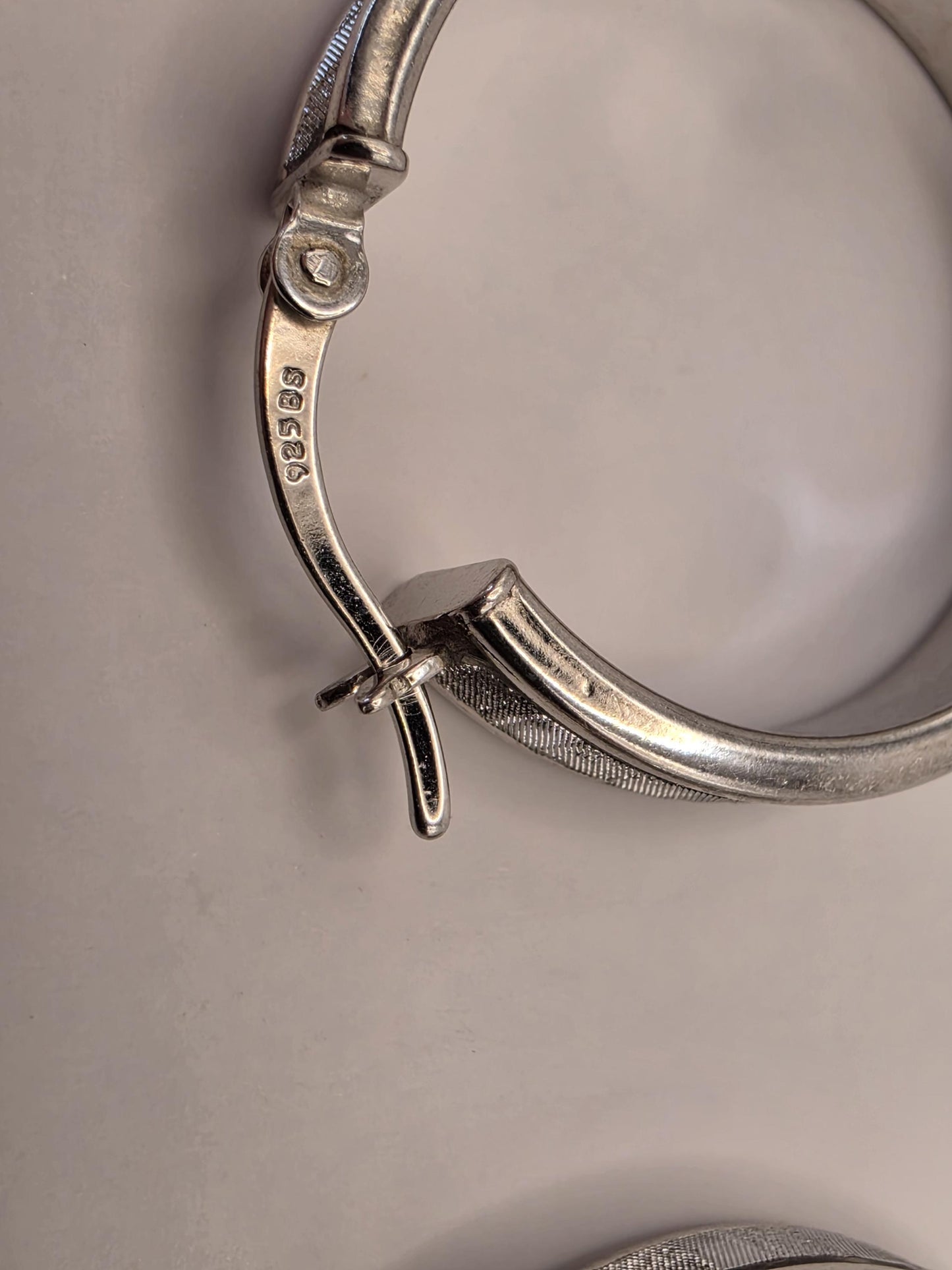 Sterling Silver Patterned Huggie Hoop Earrings | 925 Silver | 1 Inch | Textured Band Hoops | Womens Everyday Hoops
