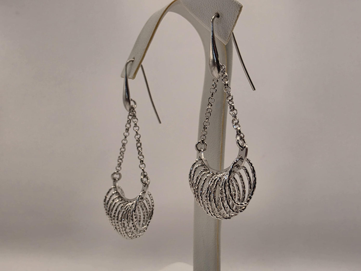 Sterling Silver Chandelier Drop Earrings | 925 Silver | Fringe Tassel Dangle | Diamond Cut Fan | Womens Statement Pair