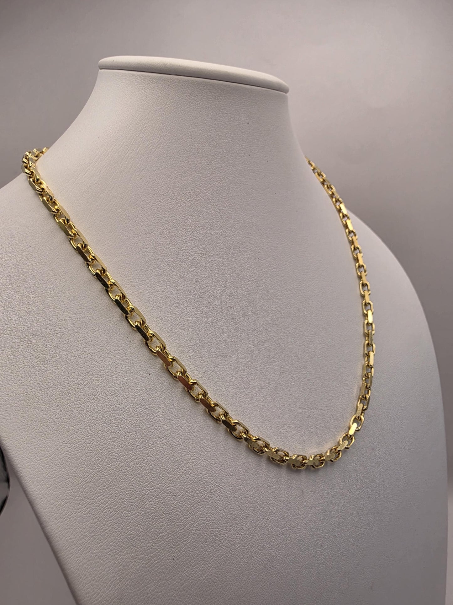 18K Gold Plated Rolo Cable Chain Necklace, Sterling Silver, 20" 4.2mm, Unisex Gold Chain, Round Link, Layering Necklace, Everyday Gift Idea